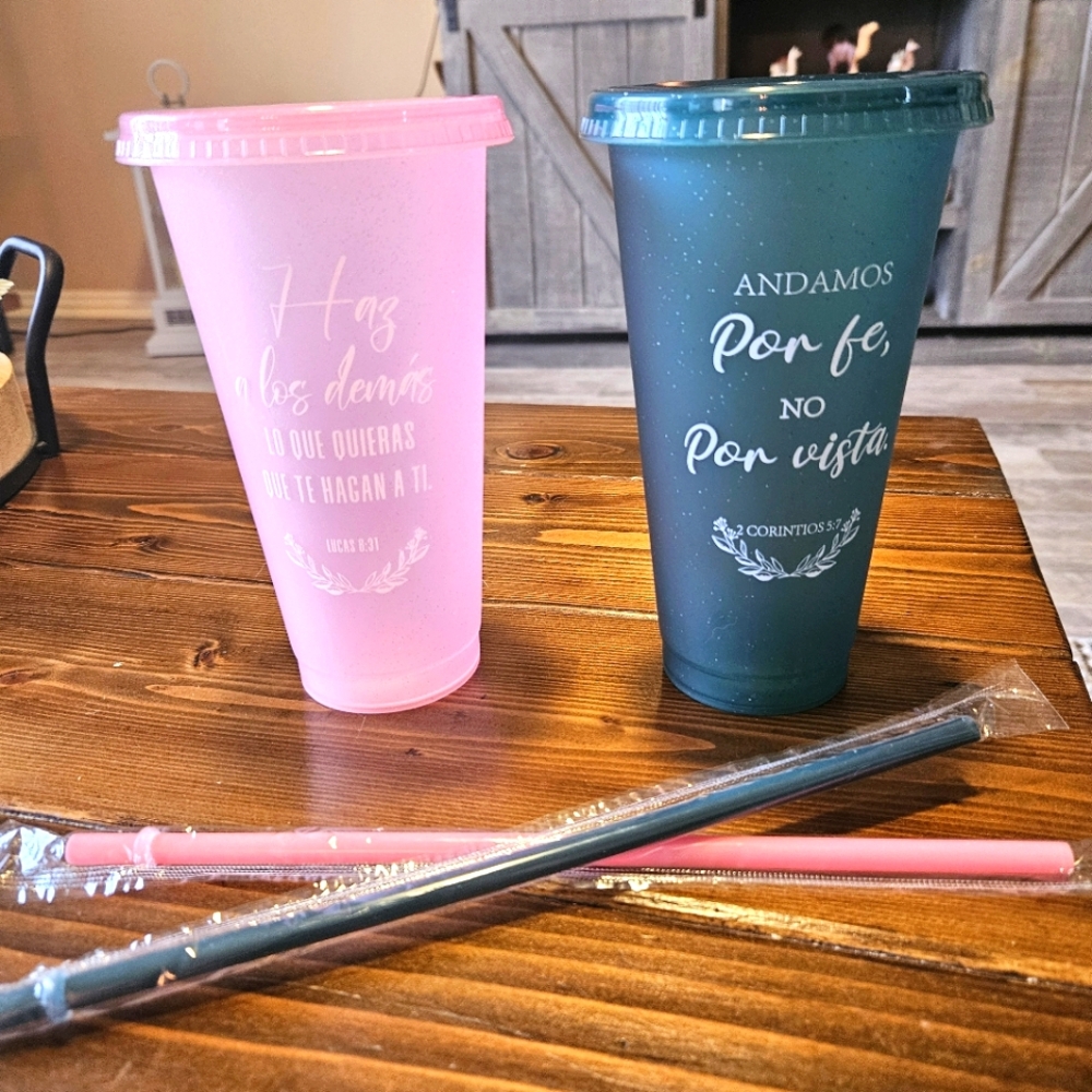 NWT Inspirational Tumblers with Straws